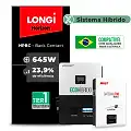 Gerador de Energia Solar Hibrido Luxpower com Bateria Sem Estrutura SGF 10,32KWP LONGI 645W ECO HIBRIDO 5KW 220V DC48V BAT. LITIO 5,12kWh
