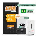 Gerador de Energia Solar Hibrido Luxpower com Bateria Telhado Metálico Mini Trilho SGF 14,88KWP ERA BIF 620W ECO HIBRIDO 10KW 220V DC48V BAT. LITIO 14,3kWh
