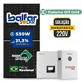Gerador de Energia Solar Off Grid Interativo Luxpower Telhado Fibro Parafuso Metal SGF 15,4KWP FINAME 550W GEN-LB-EU 10KW AC 220 MONO DC48V BAT. LITIO 15,36kWh