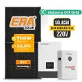 Gerador de Energia Solar Off Grid Interativo Luxpower Telhado Fibro Parafuso Madeira SGF 8,4KWP ERA 700W WPV 5KW AC 220 MONO DC48V BAT. LITIO 5,12kWh