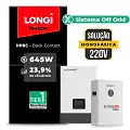 Gerador de Energia Solar Off Grid Interativo Luxpower Sem Estrutura SGF 10,32KWP LONGI 645W HPBC WPV 5KW AC 220 MONO DC48V