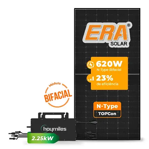 Gerador de Energia Solar Microinversor Hoymiles Sem Estrutura SGF 14,88KWP ERA BLACK FRAME 620W HMS-2250DW-4T 2.25KW 2MPPT MONO 220V