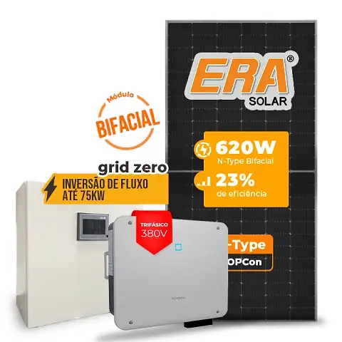 Gerador de Energia Solar Inversão de Fluxo Sungrow Sem Estrutura SGF 59,52KWP ERA BIFACIAL 620W SG P2 50KW 4MPPT TRIF 380V