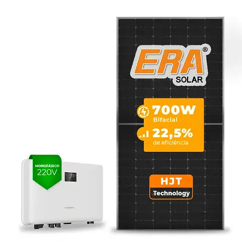 Gerador de Energia Solar On Grid Sungrow Telhado Metálico Mini Trilho SGF 5,60KWP ERA HJT BIFACIAL 700W SG RS-L 5KW 2MPPT MONO 220V