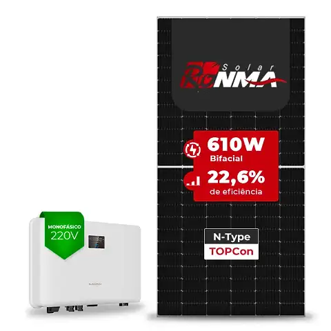 Gerador de Energia Solar On Grid Sungrow Telhado Metálico Mini Trilho SGF 6,71KWP RONMA 610W BIFACIAL SG RS-L 5KW 2MPPT MONO 220V