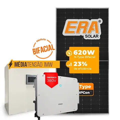 Gerador de Energia Solar Mercado Livre Sungrow Média Tensão Sem Estrutura SGF 838,24KWP ERA BIFACIAL 620W SG P2 75KW 8MPPT TRIF 380V