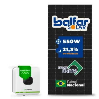 Gerador de Energia Solar On Grid Growatt Telhado Cerâmico Gancho SGF 2,75KWP BALFAR FINAME 550W MIC X2 3KW 1MPPT MONO 220V