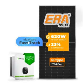 Gerador de Energia Solar On Grid Growatt Telhado Cerâmico Gancho SGF 6,2KWP ERA N-TYPE MONO 620W MIN X2 7.5KW 2MPPT FAST TRACK MONO 220V