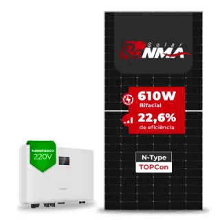 Gerador de Energia Solar On Grid Sungrow Telhado Fibro Parafuso Metal SGF 4,88KWP RONMA 610W BIFACIAL SG RS-L 5KW 2MPPT MONO 220V