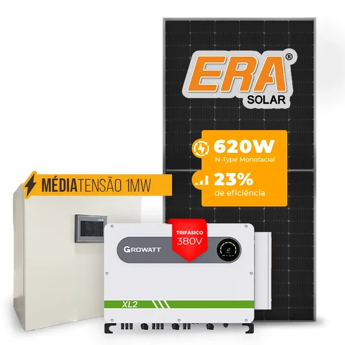 Gerador de Energia Solar Mercado Livre Growatt Média Tensão Sem Estrutura SGF 1190,40KWP ERA N-TYPE MONO 620W MAX 75KW 7MPPT TRIF 380V