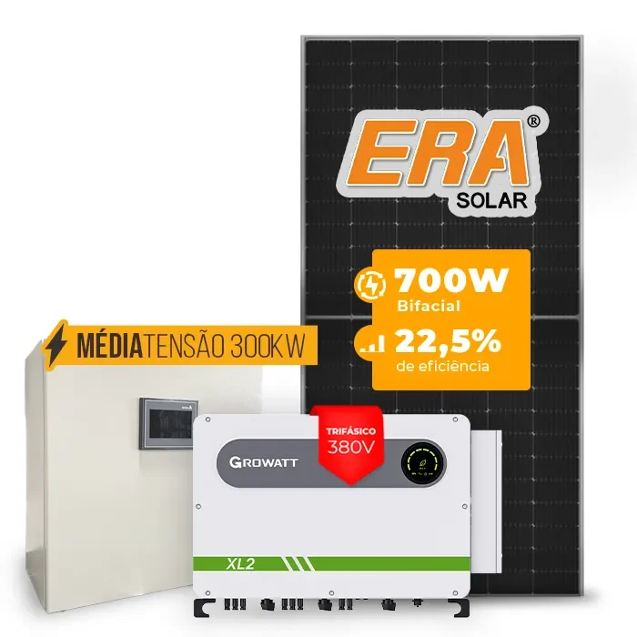 Gerador de Energia Solar Mercado Livre Growatt Média Tensão Sem Estrutura SGF 238,00KWP ERA HJT BIFACIAL 700W MAX 75KW 7MPPT TRIF 380V