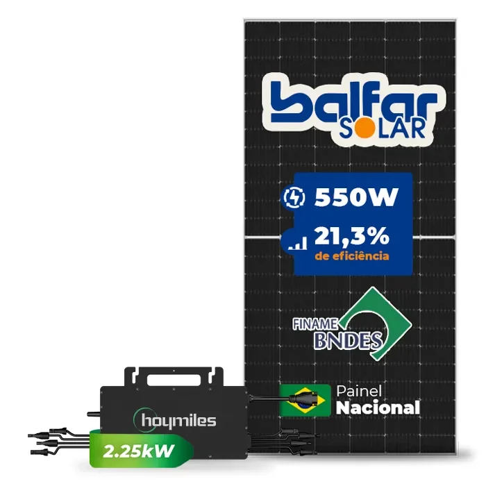 Gerador de Energia Solar Microinversor Hoymiles Sem Estrutura SGF 6,60KWP BALFAR FINAME 550W HMS-2250DW-4T 2.25KW 2MPPT MONO 220V