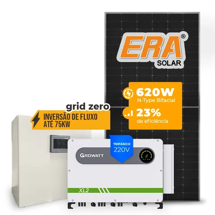 Gerador de Energia Solar Inversão de Fluxo Growatt Sem Estrutura SGF 99,20KWP ERA N-TYPE MONO 620W MAX XL2 75KW 8MPPT TRIF 220V