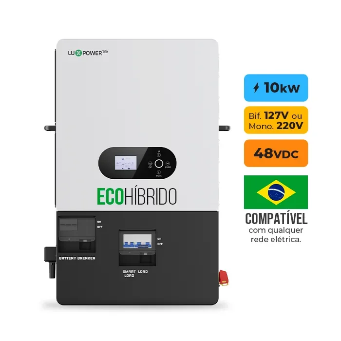 Foto 5 - Gerador de Energia Solar Hibrido Luxpower com Bateria Telhado Metálico Mini Trilho SGF 13,2KWP FINAME 550W ECO HIBRIDO 10KW 220V DC48V BAT. LITIO 14,3kWh