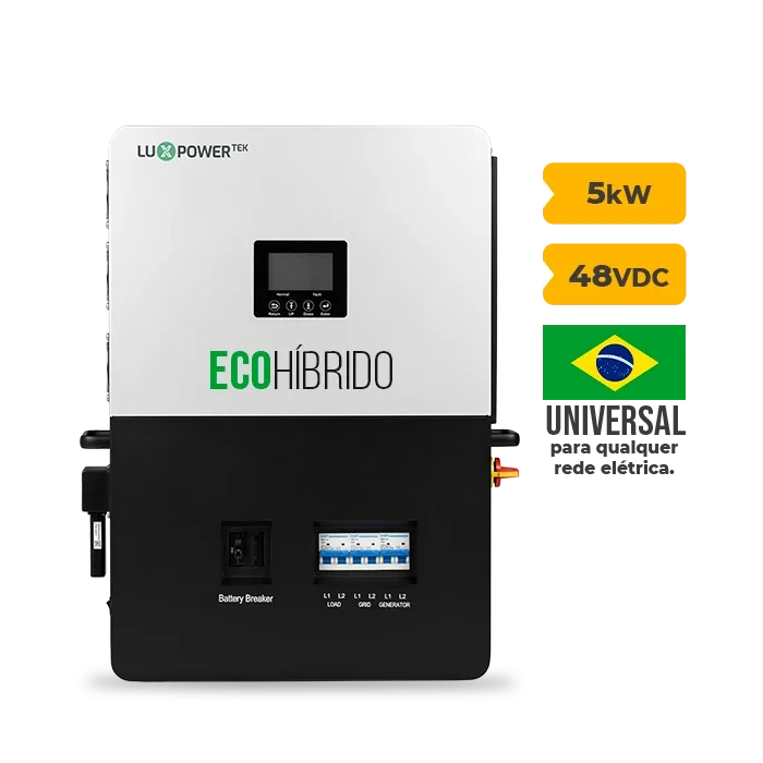 Foto 5 - Gerador de Energia Solar Hibrido Luxpower Sem Estrutura SGF 19,84KWP ERA 620W SNA-BR-E 5KW AC TRIF. 220V DC48V BAT. LITIO 15,36kWh