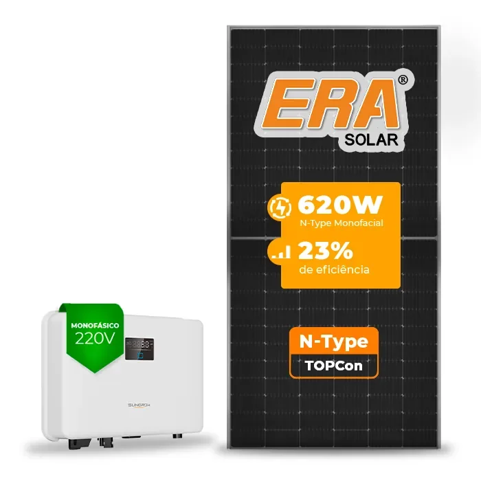 Gerador de Energia Solar On Grid Sungrow Telhado Fibro Parafuso Metal SGF 4,34KWP ERA N-TYPE MONO 620W SG RS-L 3KW 1MPPT MONO 220V