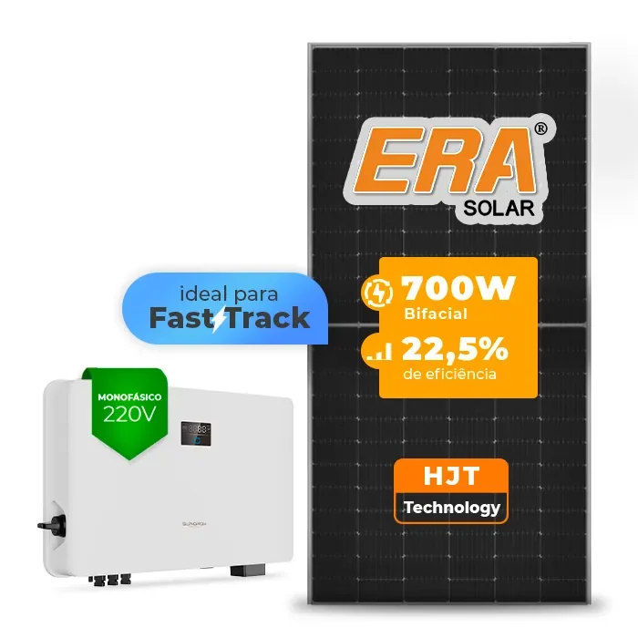 Gerador de Energia Solar On Grid Sungrow Telhado Fibro Parafuso Metal SGF 7,00KWP ERA HJT BIFACIAL 700W SG RS-L 7.5KW 2MPPT FAST TRACK MONO 220V